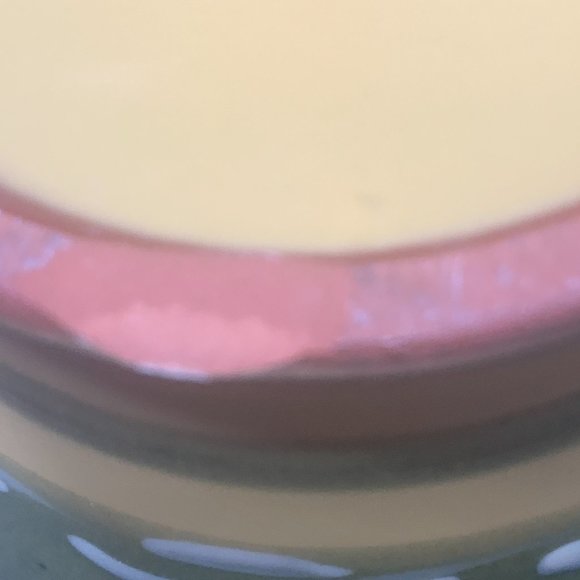 Vintage Hand Painted Ceramic Vase Yellow, Green, Red, Blue - Picture 6 of 8